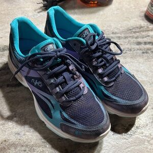 Ryka Women's Aqua and Navy Sneakers Size 8W